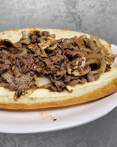 A hot philly cheesesteak sub