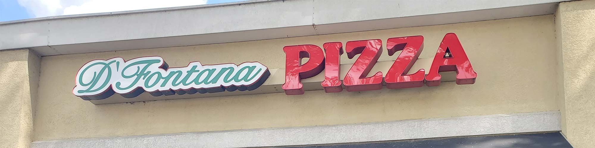 The sign for D'Fontana Pizza